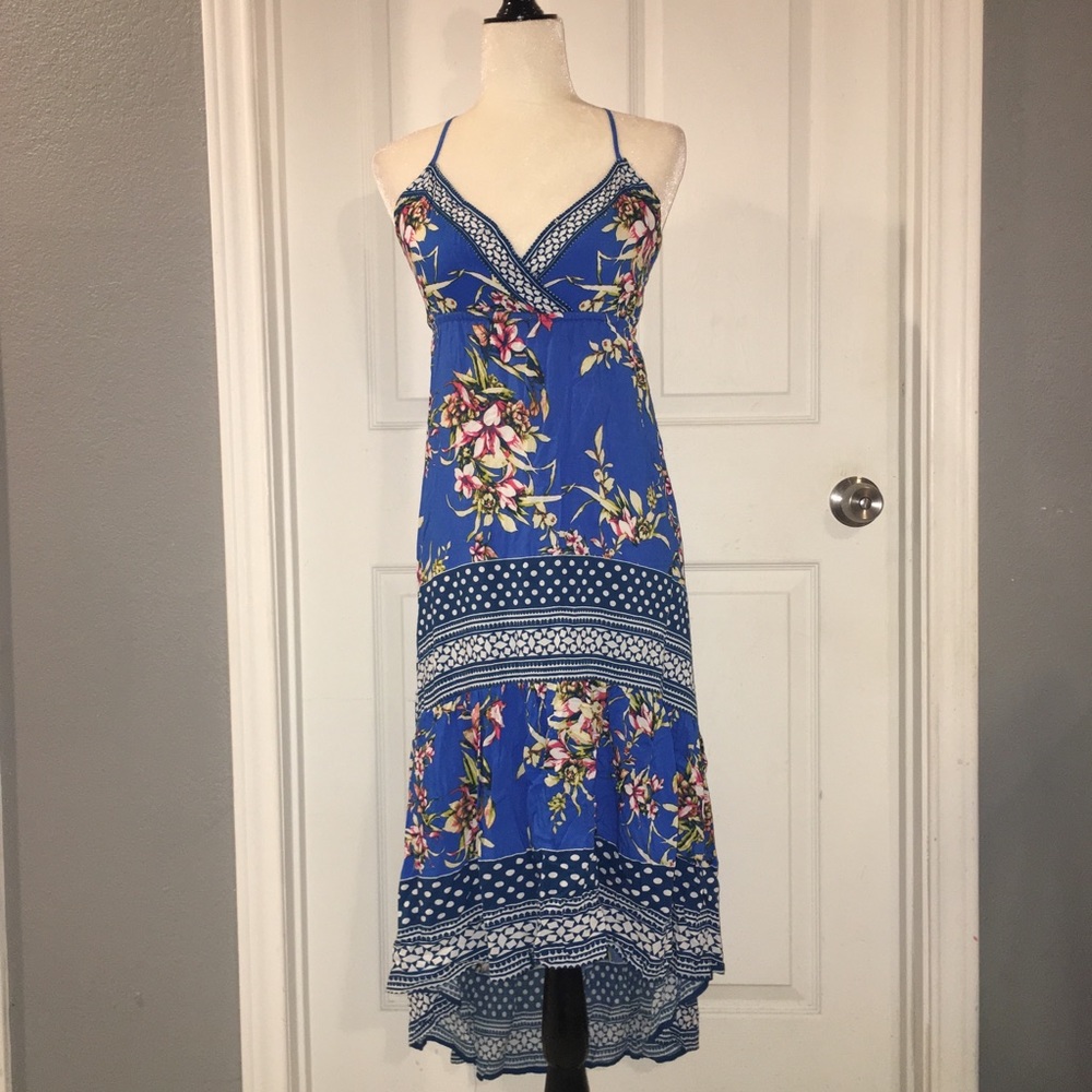 Blue Floral MAXI DRESS JEALOUS TOMATO BoHo Hi-Low